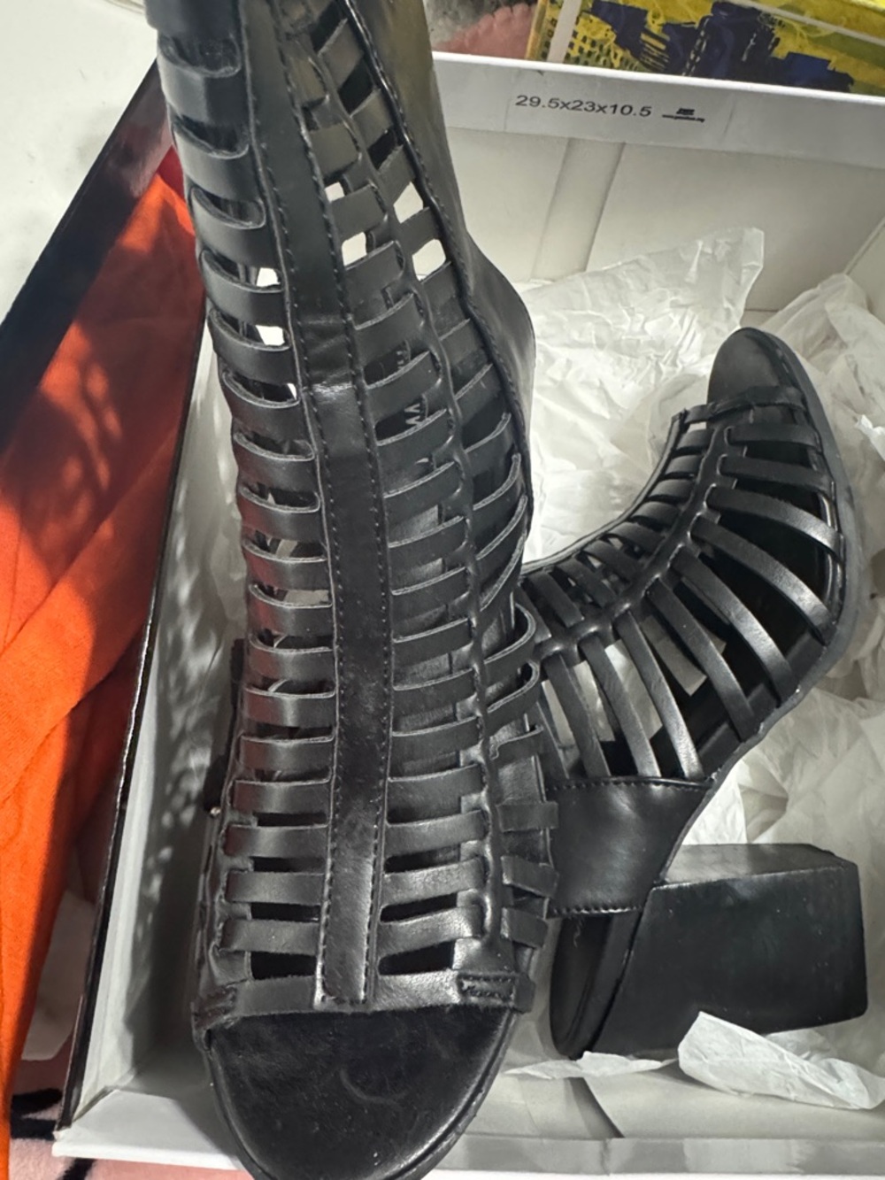 Nine West Black Strappy Cutout Block Heel Sandals